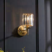 客厅北欧轻壁灯奢现代铜水晶风格 床头灯全简约卧室背景墙壁灯美式