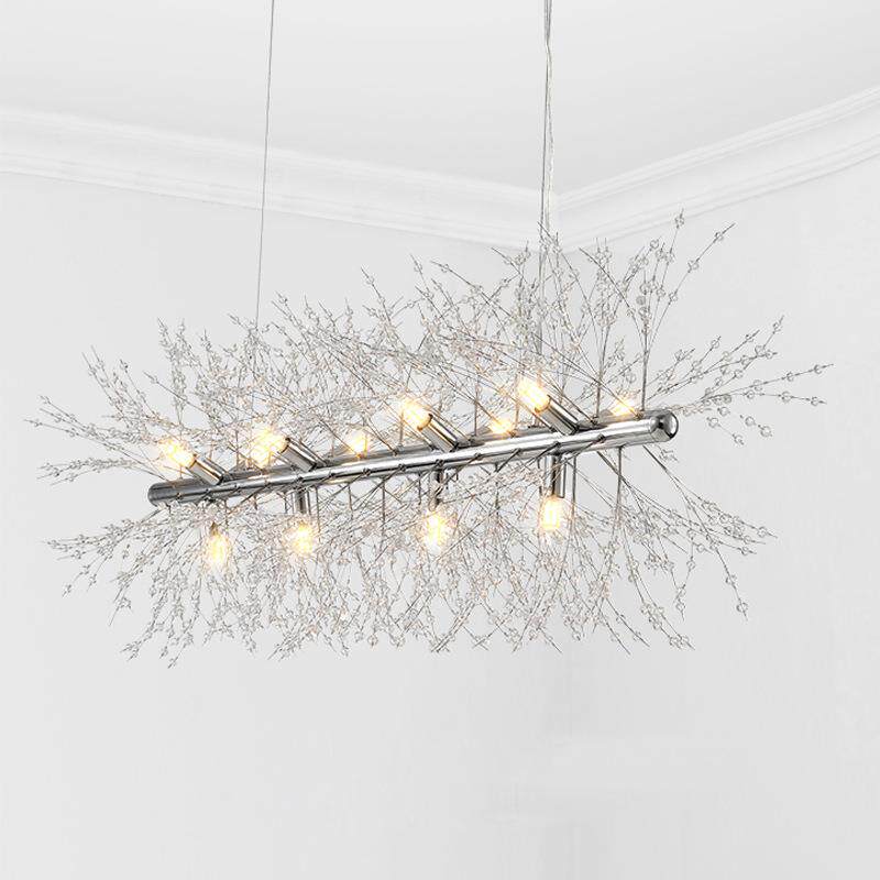 蒲公代水晶英餐厅吊灯现简烟无品牌/约吧台餐桌长条款网红花灯具