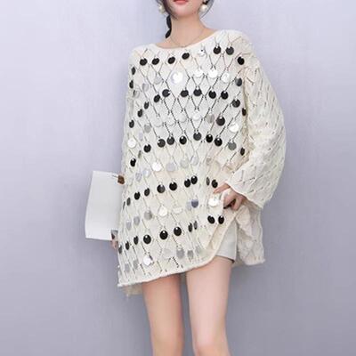 Glitter Knitted Women's Large Hollow Top