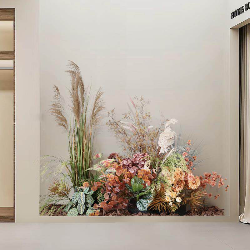 秋季植物草丛干芦苇置景仿真植物造景橱窗花艺展柜假花草仿生绿植