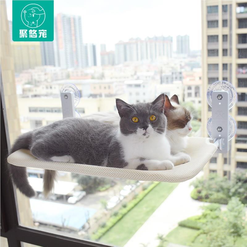 床猫吊床猫咪吊床窗户猫晒太挂阳阳台猫窝吸盘玻QNG式璃吊篮猫床