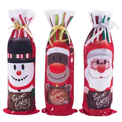 christmas decoration Santa wine bottle with old man snowman