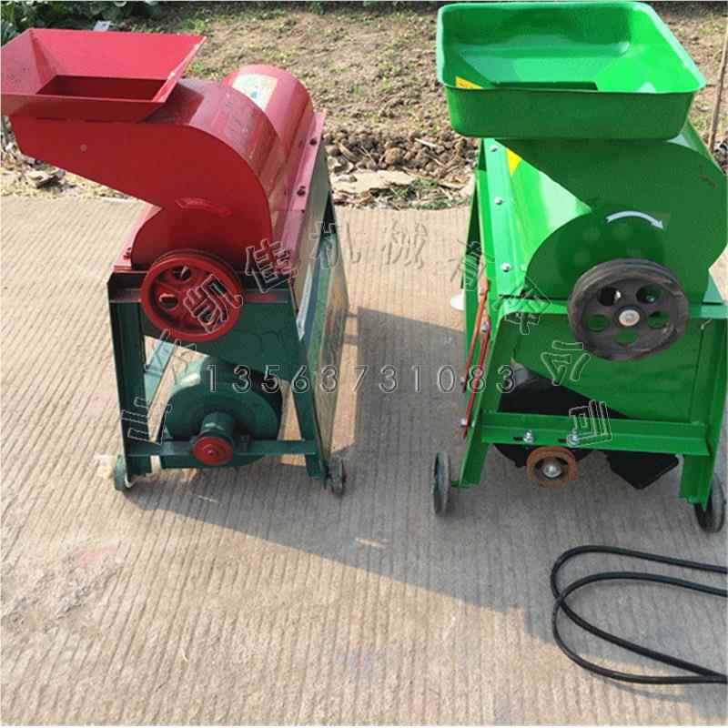 小型用玉米高粱自剥皮筛选动打粒机全电动k-4四主轴家苞米撕皮脱