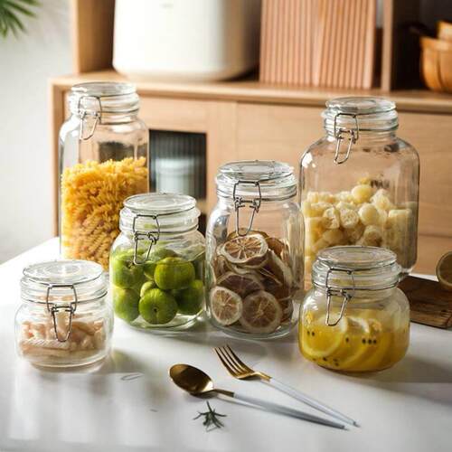 Round Glass Tea Jar Food Storage Box Preservation Container