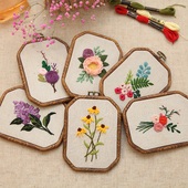 针线套包儿童材料包 花朵新款 刺绣diy八角绣绷挂画 鲁绣苏绣欧式