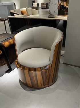 HNO意威登家意大利式轻奢皮艺具代休闲椅后现港式单人沙发椅客厅