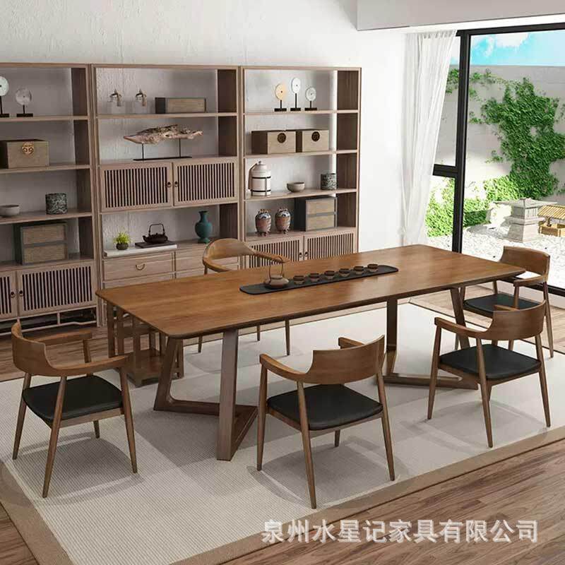 现代简约实木茶桌办公室会客泡茶桌椅组合家用茶台客厅茶几喝茶桌
