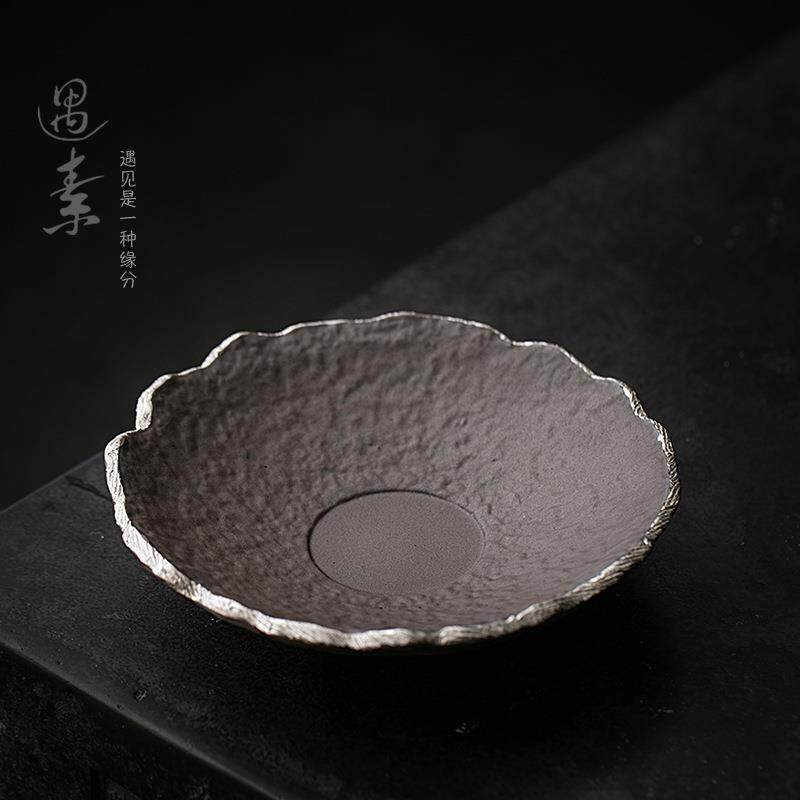 中式陶瓷壶承家用茶道配件养壶底座复古粗陶干泡盘创意茶托盘果盘