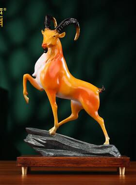 彩铜《领头羊》摆件生肖羊新中式家居客厅办公室桌面摆设乔迁礼品