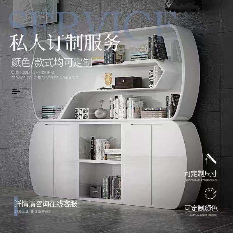 白色烤漆书柜文件柜可订现代展示柜简约背景柜办公室储物新品
