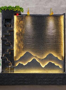 假山流水喷泉客厅落地水幕墙 泉满堂品牌创意合成树脂假山
