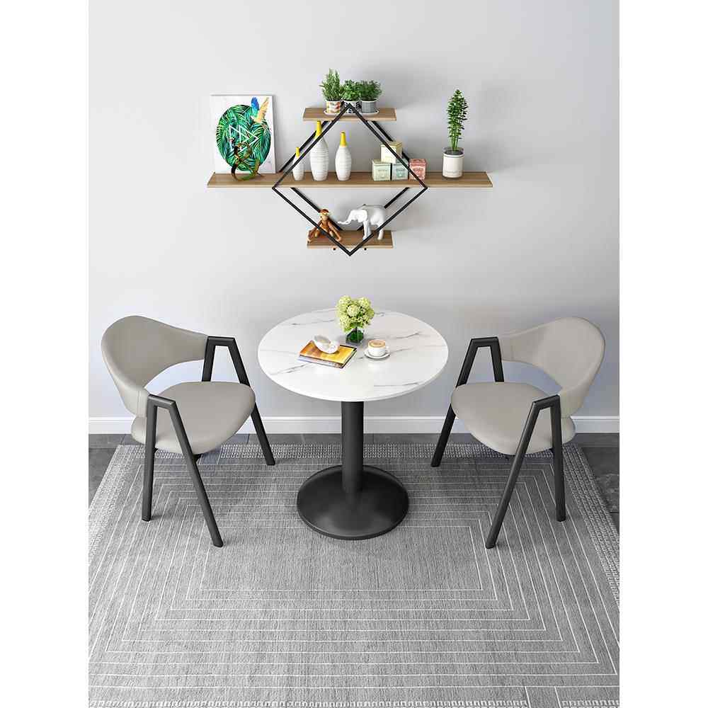 简约岩板小圆桌咖啡厅奶茶店谈判接待会客洽谈桌休闲阳台桌椅组合