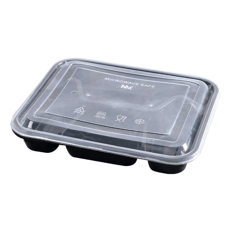 厂家加热打包盒子四格塑料一次性微波炉批发加厚透明五格pp盒餐盒