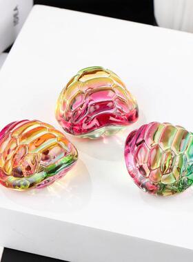 黄水晶富甲天下摆件家居车载装饰DIY配件富贵礼品彩色琉璃龟甲壳