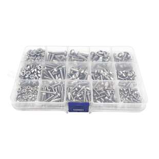 跨境 600pcs M3 M4 M5 不锈钢304盘头内六角螺丝配螺母组合套装