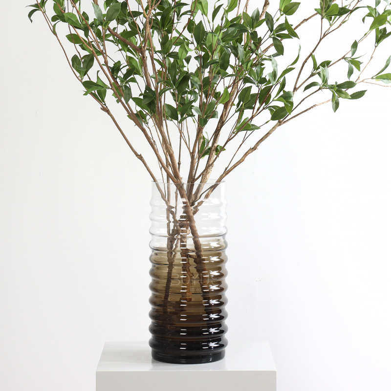 简约现代层叠渐变棕色琉璃花器售楼处样板间客厅玄关创意软装饰品