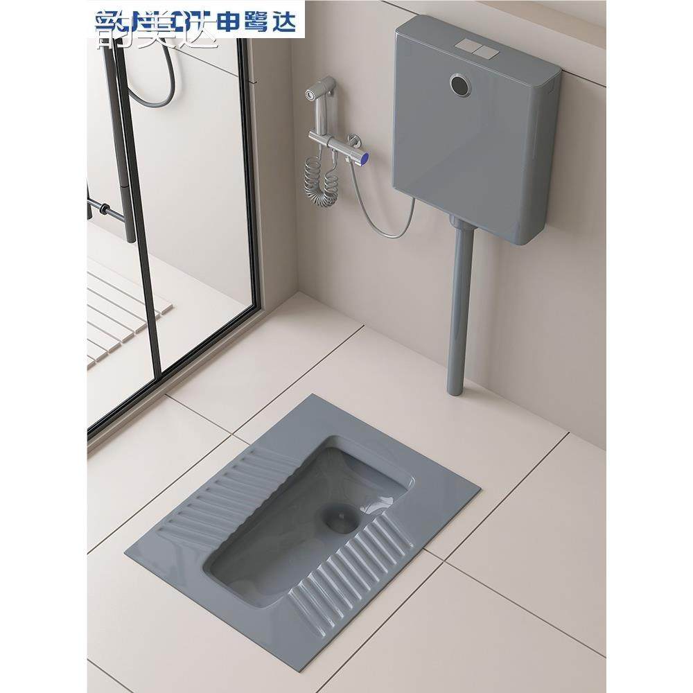 申鹭达卫浴官方旗舰店家用酒店宾馆灰色蹲便器大号蹲厕感应水箱便