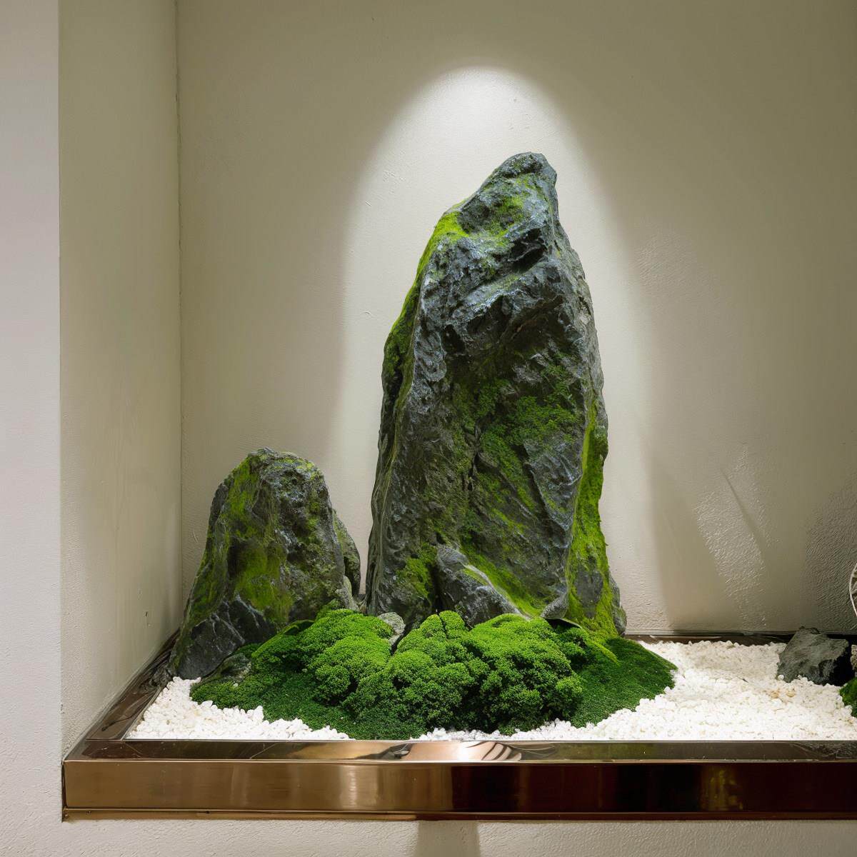 彷真假山石头造景苔藓泡沫道具摆件室内橱窗装饰石块岩石拍摄毛石