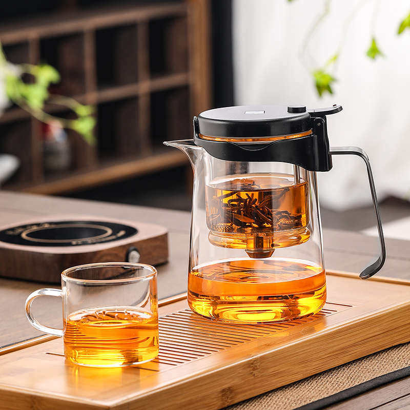 邦田家用全玻璃内胆飘逸杯泡茶壶懒人简易茶壶可拆洗一键过滤茶具