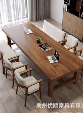 工客厅全实木大书桌现代阅简约作台家长用卧室读桌学习桌条UJX办