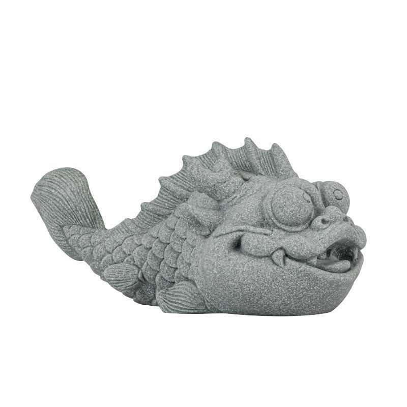 青砂石呆萌龙鱼缸假山造景中式茶宠摆件精品可养茶玩家居装饰摆设