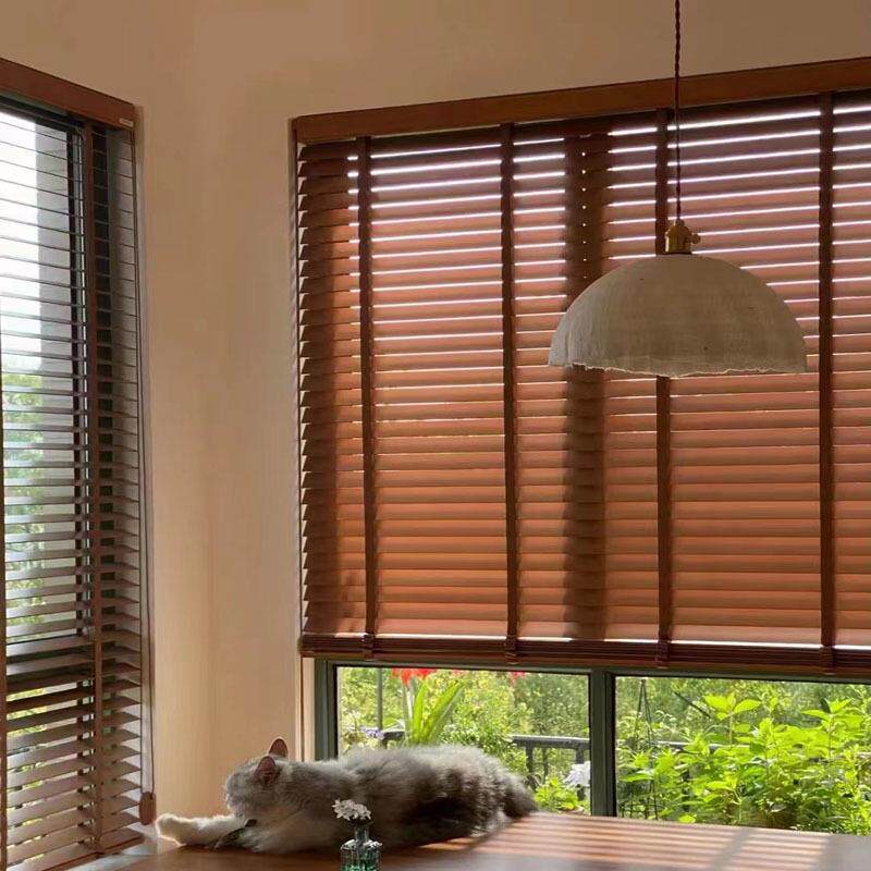 实木百叶窗帘家用阳光房遮阳帘办公室书房厨房卫生间升降折叠窗帘