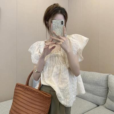 娃娃衫方领上衣女设计感
