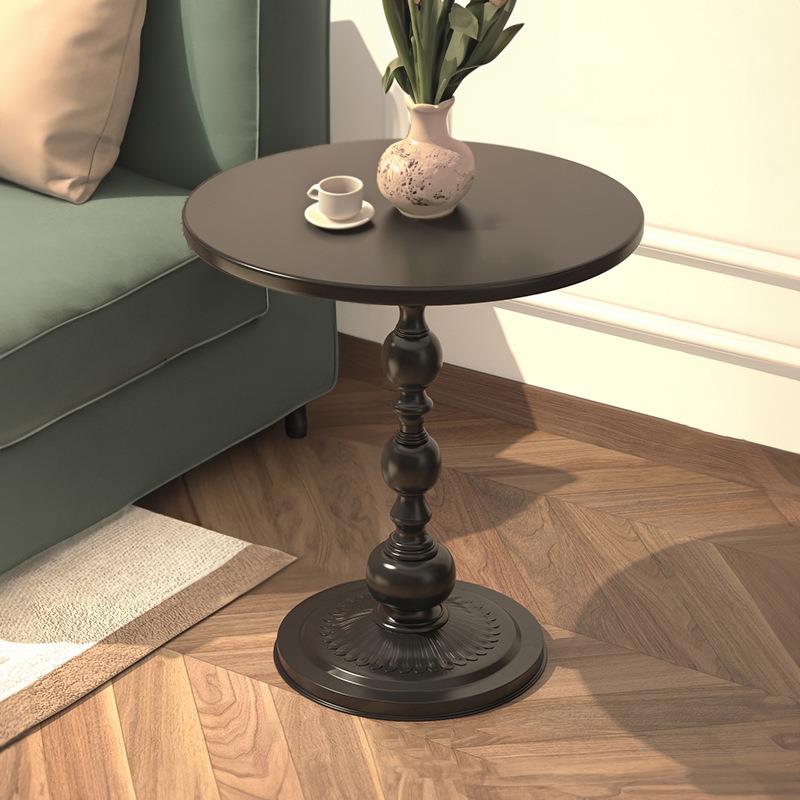 沙发旁边小边几侧边柜客厅家用小茶几复古简约铁艺床头柜圆桌黑色