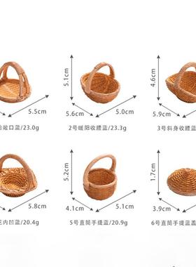 微景观创意仿真微缩装水果蔬菜竹编果篮子小摆件 diy治愈系装饰品