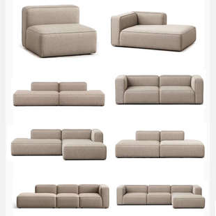 简约小户型家用两三人位布艺沙发棉麻无扶手直排模块组合接待沙发