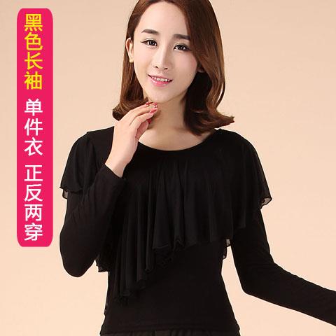 特卖新款秋冬广场舞服装 女网纱表演舞蹈上衣圆领拉丁舞跳舞练习