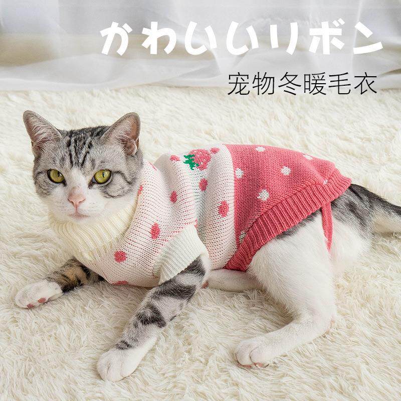 厂家宠物衣服秋冬猫咪时尚毛衣加厚保暖泰迪幼猫Y
