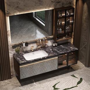 酒店风浴室柜组合大理石奢石陶瓷盆化妆室洗漱台洗手池洗脸台盆柜