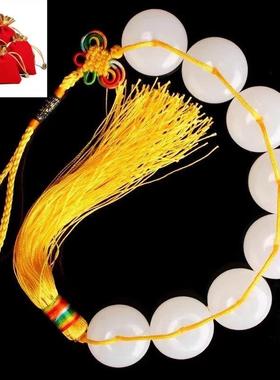 八白玉风水挂件天然玉石八白串平安扣居家客厅装饰玉璧风水玉挂件