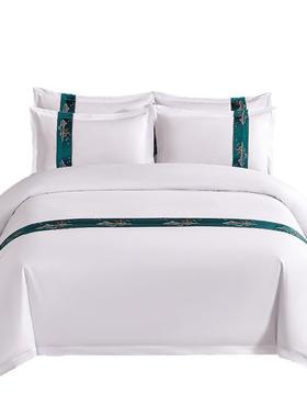 白色酒店床上用品四全馆件套宾床单被用套民宿专被子被褥701套八