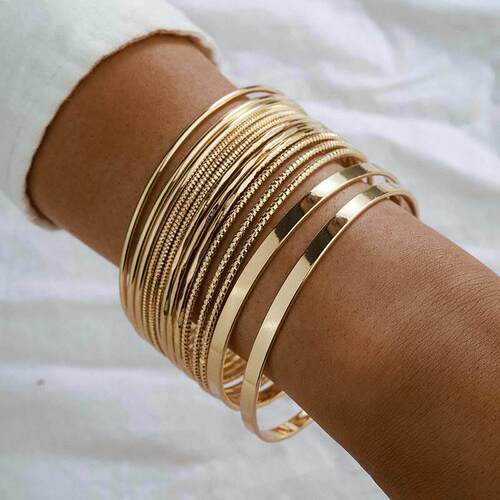 14PCSSET Multi Layers Punk Gold Brlet Bangles Sets