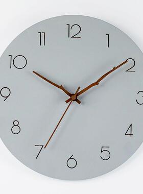 现代简约水泥灰木制挂钟静音时尚跨境时钟中纤板亚马逊MDF钟表