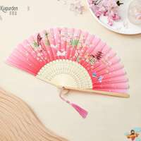 Solid-color folding fan, men's bamboo fan, cool practice fan. The body fan is a bold and imposing folding fan with a bamboo frame thumbnail 8
