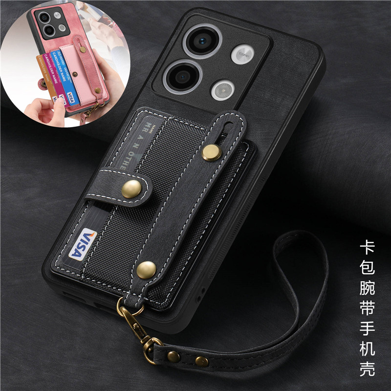 适用于适用红米Note13pro 5G手机壳redmi note13 pro+插卡腕带皮