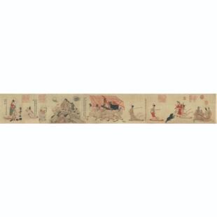清末于非闇摹顾恺之女史人物卷复制国画客厅墙饰画茶室小横幅挂画
