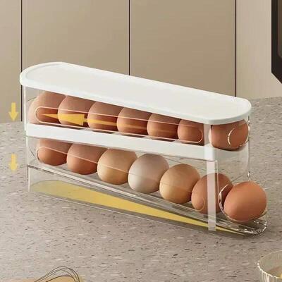 Bilayer Fridge Egg Storage Box Automatic Rolling Eggs Holder