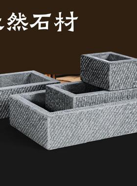 石头花盆摆件庭院布置花园装饰阳台别墅假山流水石头水槽石槽摆件