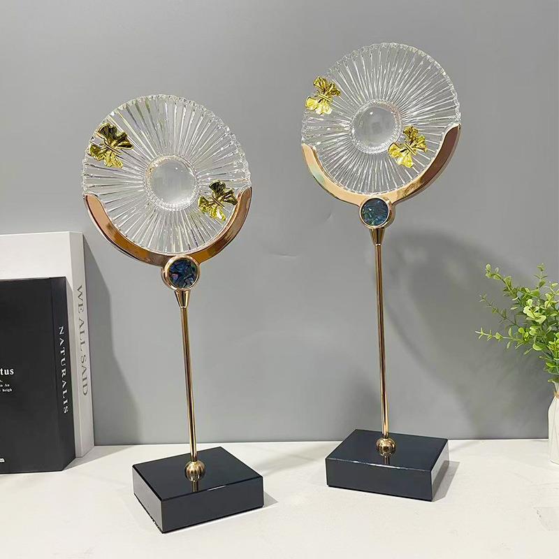 中式玄关电视柜软装饰品工艺品摆件蓝色透明树脂金属蜻蜓软装饰品