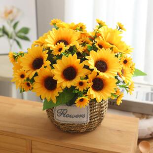 饰绢花摆件向日葵玫瑰花创意插花室内仿生 假花仿真花束摆设花艺装