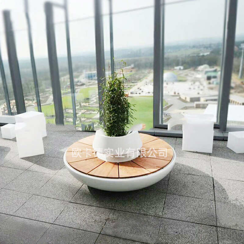 玻璃钢树池座椅商场户外广场美陈公共休息坐凳多人位休闲椅等候椅