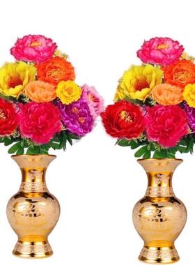 国花彷花假花摆设客厅装饰品摆件佛前花束牡丹花国花寺庙用品