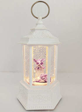 圣诞节雪人水晶风灯摆件圣诞雪人水晶灯复古装饰橱窗灯塑料工艺品