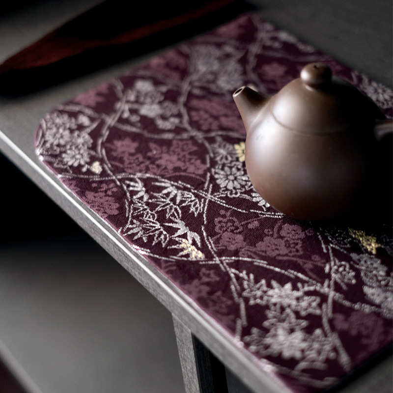 织了|梅兰竹 | 织银老料西阵织茶席垫 | 中式织绣茶席布干泡席