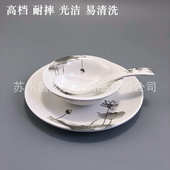 A5密胺餐具火锅餐厅饭店四件套碗碟套装 高档酒店摆台碗筷餐具