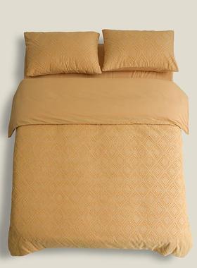 正品is北欧四n件套公主剪风全棉床品白色0花水洗棉被套床单20*220